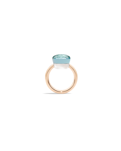 Pomellato Maxi-size Ring Rose Gold 18kt, White Gold 18kt, Blue Topaz (horloges)
